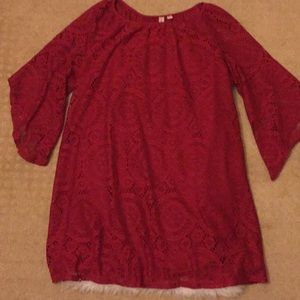 Dark Red Lace Boho Dress